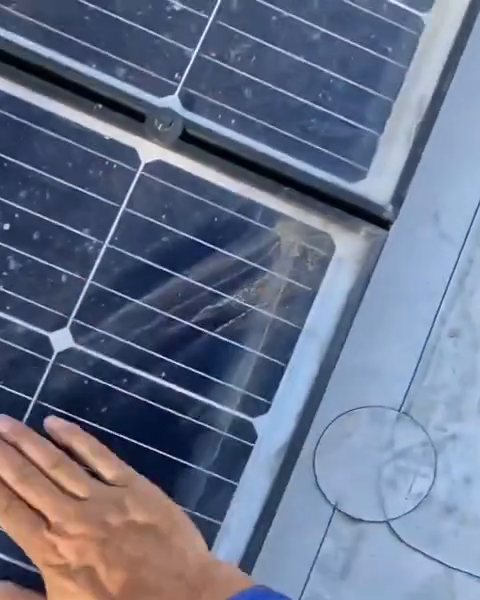 Dusty solar panels before cleaning